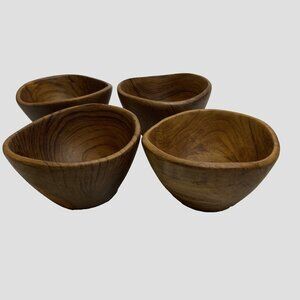 Vintage Benjamin & Medwin Round Wooden Salad Bowls Danish Style Set 4 Thailand